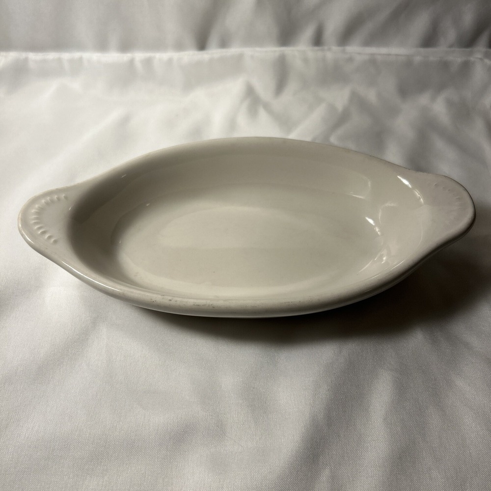 vintage white restaurant ware Dc 627 USA Oval Baking Dish Hall